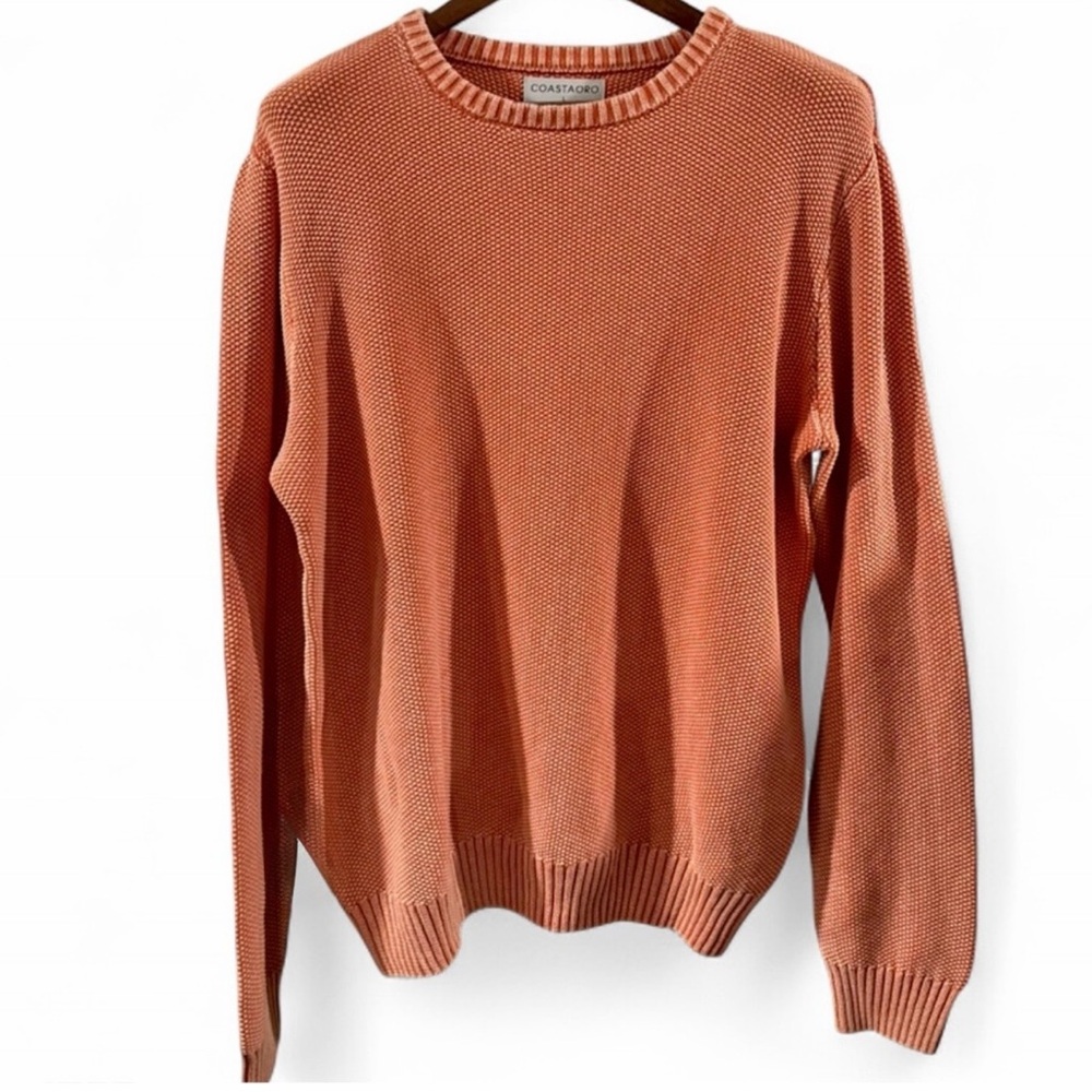 NWT COASTAORO Men’s Orange Knit Sweater Size Large - Picture 2 of 7